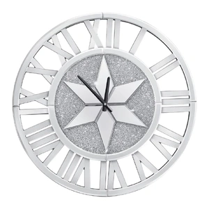 Sparkle Twinkle Crystal Diamond Wall Clock Silver Mirror Wall Decor Big Clocks