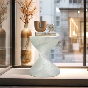 Hourglass Shaped Lightweight Concrete Sofa Side Table Bedside Table Nightstand
