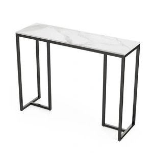 Modern Heavy Real Stone Console Table Hallway Entryway Table Metal Narrow Desk
