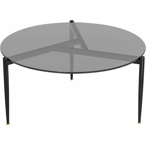 Modern Round Tempered Glass Coffee Table Sofa Side End Table Brown Tinted Metal Frame Living Room