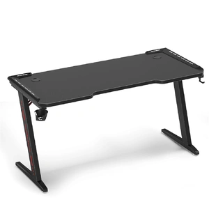 Z-Shaped Computer Gaming Desk with RGB LED Lights Home Office Table X-Large 140cm