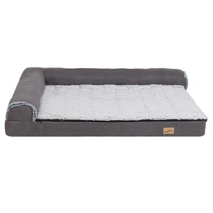 L-Shaped Dog Bed with Bolstered Cushion & Neck Care Size Large