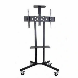 32-72" Rolling TV Stand Mount W Dvd Storage Top Shelf TV Bracket Trolley Casters