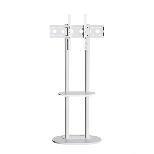 Minimalist Marble Textured Floor TV Stand 32"-75" Strong Steel TV Bracket Stable