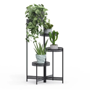 4 Tier Foldable Corner Tall Plant Stand Metal Flower Display Rack Indoor Outdoor