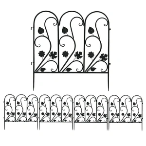 5-Piece Decorative Garden Fence Black Metal Wire Patio