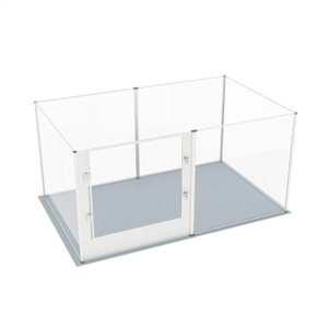 Silver Transparent Acrylic 6 Panel Dog Playpen Indoor Fence Whelping Box with Lock Door