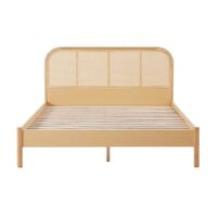 Lulu Bed Frame with Curved Rattan Bedhead - King