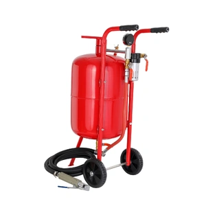 10Gal/40L Sandblaster Equipped w/Nozzle Shut-Off Valve Pressure Gauge Ceramic Nozzle Rubber Wheels Grit Power Sand Blasters Portable Sandblasting Equi