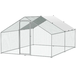 VEVOR Large Metal Chicken Coop, 3x3.93x1.99 m Walk-in Chicken Runs for Yard with Cover, Spire Roof Hen House with Security Lock for Outdoor and Backya
