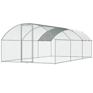 VEVOR Large Metal Chicken Coop with Run, 9.8x19.3x6.5 ft Walk-in Chicken Runs for Yard with Cover, Doom Roof Hen House with Security Lock for Outdoor 