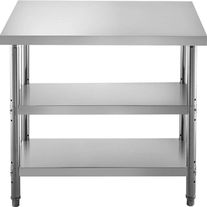 Stainless Steel Prep Table, 1520x450x855 mm Commercial Stainless Steel Table, 2 Adjustable Undershelf BBQ Prep Table, Heavy Duty Kitchen Work Table, f