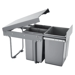 VEVOR Pullout Trash Can for Kitchen Cabinets, 20+10+10L Double Under Sink Garbage Waste Recycling Bin, Under Mount Waste Container, with Heavy Duty Me