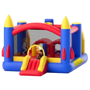 VEVOR Inflatable Bounce House, Outdoor High Quality Playhouse Trampoline, Jumping Bouncer with Blower, Slide, and Storage Bag, Family Backyard Bouncy 