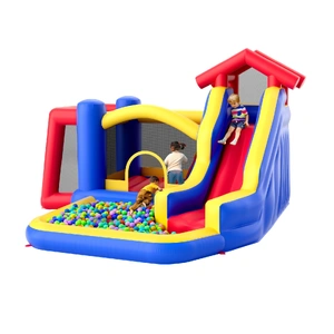 VEVOR Inflatable Bounce House, Outdoor High Quality Playhouse Trampoline, Jumping Bouncer with Blower, Slide, and Storage Bag, Family Backyard Bouncy 