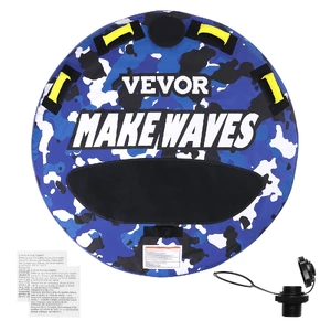 VEVOR Towable Tube for Boating, 1-2 Riders Inflatable Boat Tubes and Towables, 340 lbs, 51.8" Round Water Sport Towable Tube for Boat to Pull, Full Ny