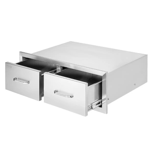 Outdoor Kitchen Drawers 30" W x 10" H x 20" D, Horizontal Double BBQ Access Drawers Stainless Steel with Handle, BBQ Island Drawers for Outdoor Kitche
