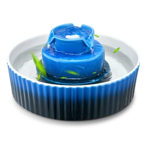 Ceramic Cat Water Fountain, 2.1 L Cupcake Pet Fountain, Porcelain Cat Water Dispenser with Ultra-Quiet Pump, 360° Drinking Area and Multi-Layer Filtra