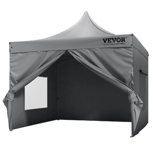 VEVOR  304.8 x 304.8 cm Pop up Canopy with Removable Sidewalls, Instant Canopies Portable Gazebo & Wheeled Bag, UV Resistant Waterproof, Enclosed Cano