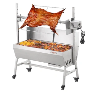 VEVOR Rotisserie Grill with Windscreen, BBQ Whole Pig Lamb Goat Charcoal Spit Grill, 35 Inch 90 Lbs Capacity, Electric 42W Motor Stainless Steel Roast