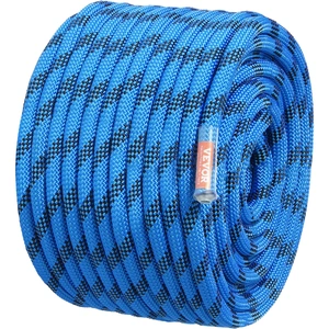 12.7mm Static Climbing Rope, 45.7M(150ft) Outdoor Rock Climbing Rope 30KN Breaking Tension, Fiber Rope with Steel Snap Hooks for Escape, Rappelling, F