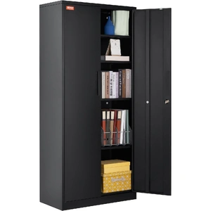 VEVOR Metal Storage Cabinet with 2 Magnetic Doors and 4 Adjustable Shelves, 90 kg Capacity per Shelf, Locking Steel Storage Cabinet, 1.8 m Metal Cabin