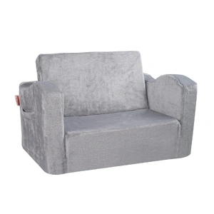 VEVOR Baby Chair Foldable 2-in-1 Comfy Baby Lounger Couch Kids Sofa Grey