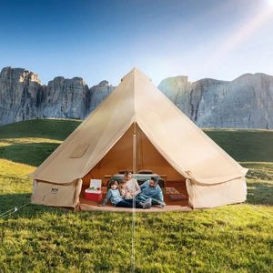 VEVOR Canvas Bell Tent, 4 Seasons 7 m/22.97 ft Yurt Tent, Canvas Tent for Camping with Stove Jack, Breathable Tent Holds up to 12 People, Family Campi