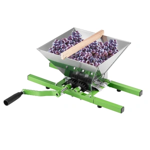 1.8 Gal/7L Fruit and Apple Crusher, Large Manual Grinder, Stainless Steel Fruit Scratter Pulper for Wine Cider Apple Grape Pressing, with Roller Handl