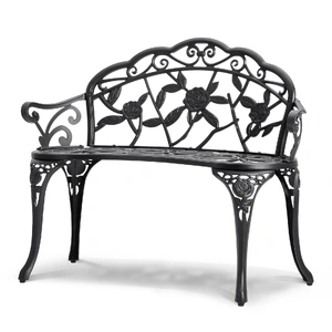 Outdoor Bench, 38.8 inches Metal Garden Bench for Outdoors, 480 lbs Load Capacity Bench, Outdoor Garden Park Bench with Backrest and Armrests, Patio B