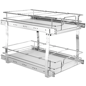 VEVOR 2-Tier Wire Pull Out Cabinet Under Sink Organizer 14x21 Inch Drawer Basket