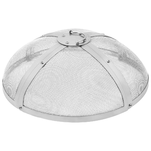 VEVOR Fire Pit Spark Screen Round 27", Reinforced Heavy Duty Steel Metal Cover, Outdoor Firepit Lid, Easy-Opening Top Screen Covers Round with Ring Ha