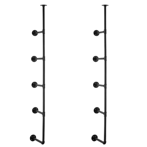 Industrial Pipe Shelf, 5 Tier 2PCS, 9.84in Applicable Board Width Wall-Mount Floating Rustic Wood Shelves Bracket Bookshelf,Storage Holder for Kitchen