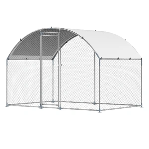 Metal Chicken Coop, 9.8x6.5x6.5ft Large Walk-in Chicken Runs with Cover, Doom Roof Hen House Enclosure with Security Lock, Outdoor Duck Rabbit Cage Po