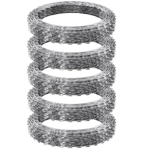 VEVOR Razor Wires, 246 ft Razor Barbed Wire, 5 Rolls Razor Wire Fencing Razor Fence, Razor Ribbon Barbed Wire Galvanized Razor Wire Fence, Rolls Razor