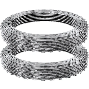 VEVOR Razor Wires, 98 ft Razor Barbed Wire, 2 Rolls Razor Wire Fencing Razor Fence, Razor Ribbon Barbed Wire Galvanized Razor Wire Fence, Rolls Razor 