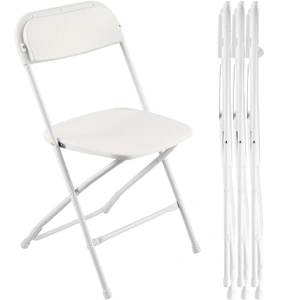 4 Pack Folding Chairs, Foldable Plastic Chairs with Heavy Duty Metal Frame, Portable Folding Card Table Chairs, Stackable Indoor Outdoor Seats for Hom