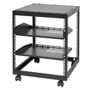 12U Open Frame Server Rack, 15''-40'' Adjustable Depth, Free Standing or Wall Mount Network Server Rack, 4 Post AV Rack with Casters, Holds All Your N