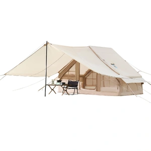 VEVOR Inflatable Tents for Camping, 3-5 Person Easy Setup Blow up Tent with Hand Pump, 300D Oxford 4 Season Glamping Tent with Canopy, Stove Jack, 2 D