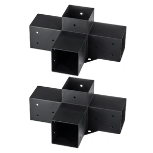 VEVOR Pergola Bracket Kit 4''x4''(Inner Size 3.6x3.6), 2pcs 4-Way Heavy Duty Corner Bracket Woodworks DIY Post Base Kit, Easy Installation Wooden Beam
