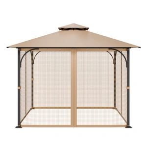 VEVOR Gazebo Netting Replacement, Fit Most 10 x 10 x 7 FT Gazebo Curtain, Outdoor Garden Net, 4-Panel Sidewall Mesh Net, Patio Midge Netting with Doub