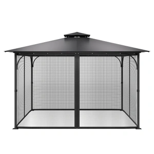 VEVOR Gazebo Netting Replacement, Fit Most 12 x 12 x 7.5 FT Gazebo Curtain, Outdoor Garden Net, 4-Panel Sidewall Mesh Net, Patio Midge Netting with Do