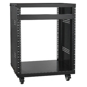 12U AV Rack Stand, 136.08kg Capacity, Network Stereo Recording Studio Rack with Lockable Caster Wheels Round & Square Holes, Special Vent for 482.6 mm