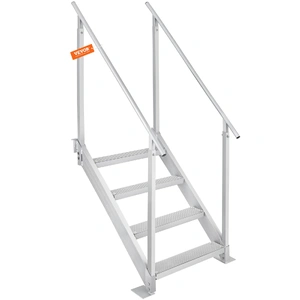 VEVOR Dock Ladder 4 Step, Dock Stairs 30''-38'' Adjustable Height, 227 kgs Load Capacity, Aluminum Pontoon Boat Ladder with Dual Handrails & Nonslip M