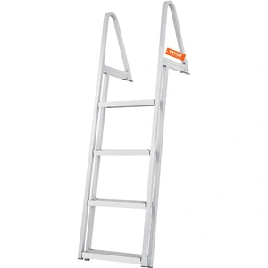VEVOR Dock Ladder, Removable 4 Steps, 350 lbs Load Capacity, Aluminum Alloy Pontoon Boat Ladder with 4'' Wide Step & Nonslip Mat, Easy to Install for 