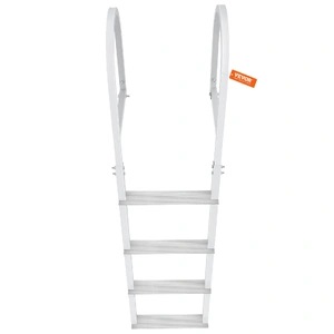 Dock Ladder, Removable 4 Steps, 500 lbs Load Capacity, Aluminum Alloy Pontoon Boat Ladder with 3.1'' Wide Step & Nonslip Rubber Mat, Easy to Install f