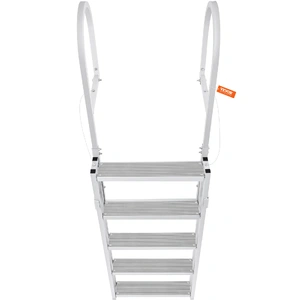 VEVOR Dock Ladder, Retractable 5 Steps, 350 lbs Load Capacity, Aluminum Alloy Pontoon Boat Ladder with 66.9''-78.9'' Adjustable Height, 4'' Wide Step 
