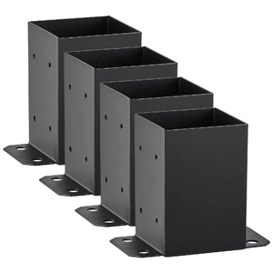 101.6x101.6mm Post Base 4 Pcs, Inner Size 91x91 Post Base Brackets, Heavy Duty Powder-Coated Post Anchor Matte Black Wood Post Brackets for Pavilion D