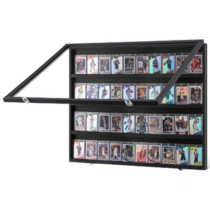 36 Graded Sports Card Display Case, 775 x 617 x 55 mm, Baseball Card Display Frame with 98% UV Protection Clear View Piece Glass, Lockable Wall Cabine