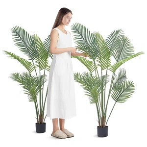VEVOR Artificial Palm Tree, 1.5m Tall Faux Plant, Secure PE Material & Anti-Tip Tilt Protection Low-Maintenance Plant, Lifelike Green Fake Tree for Ho